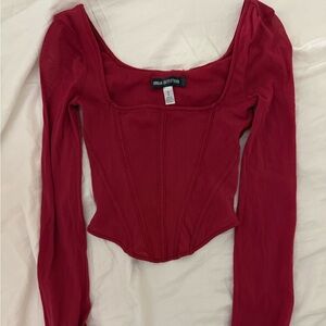 Urban Outfitters Burgundy Long Sleeve Blouse